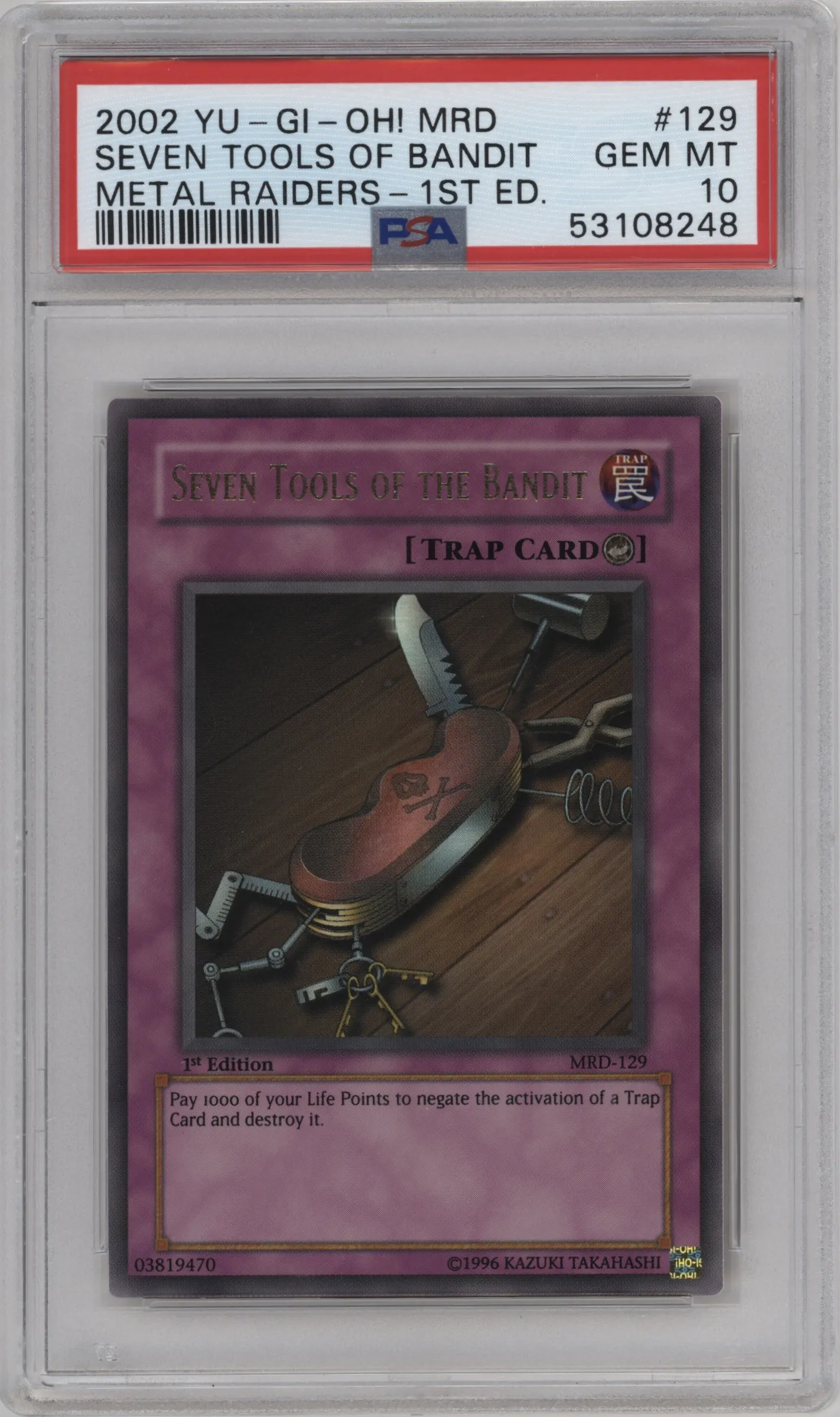 2002 Yu-Gi-Oh! Metal Raiders Seven Tools of the Bandit #MRD-129 PSA 10