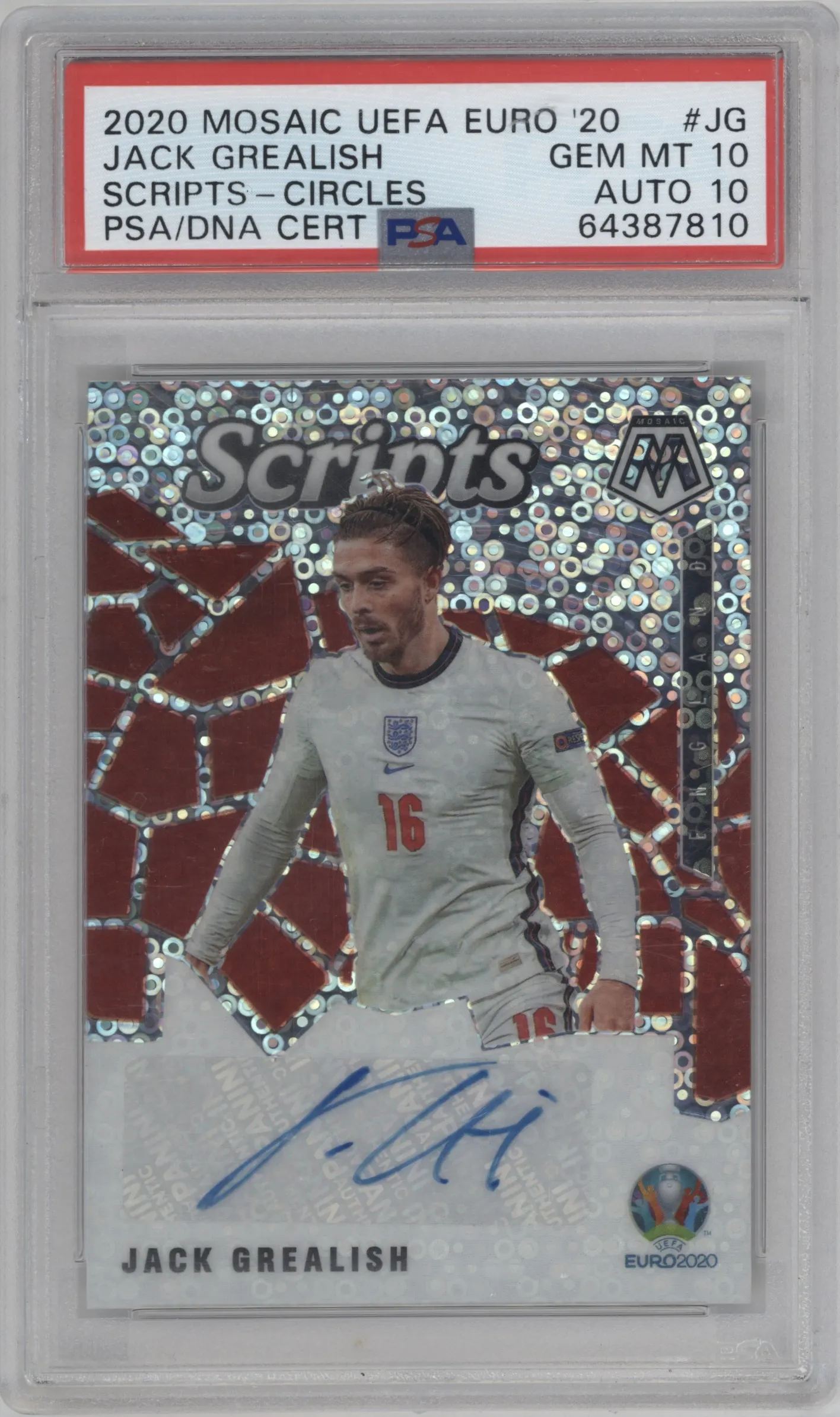 2020 Panini Mosaic UEFA EURO 2020 Scripts Jack Grealish Circles PSA 10
