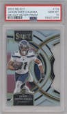 Jaxon Smith-Njigba from the 2023 Panini Select set featuring a Die-Cut Silver parallel graded by PSA and given an overall grade of 10.