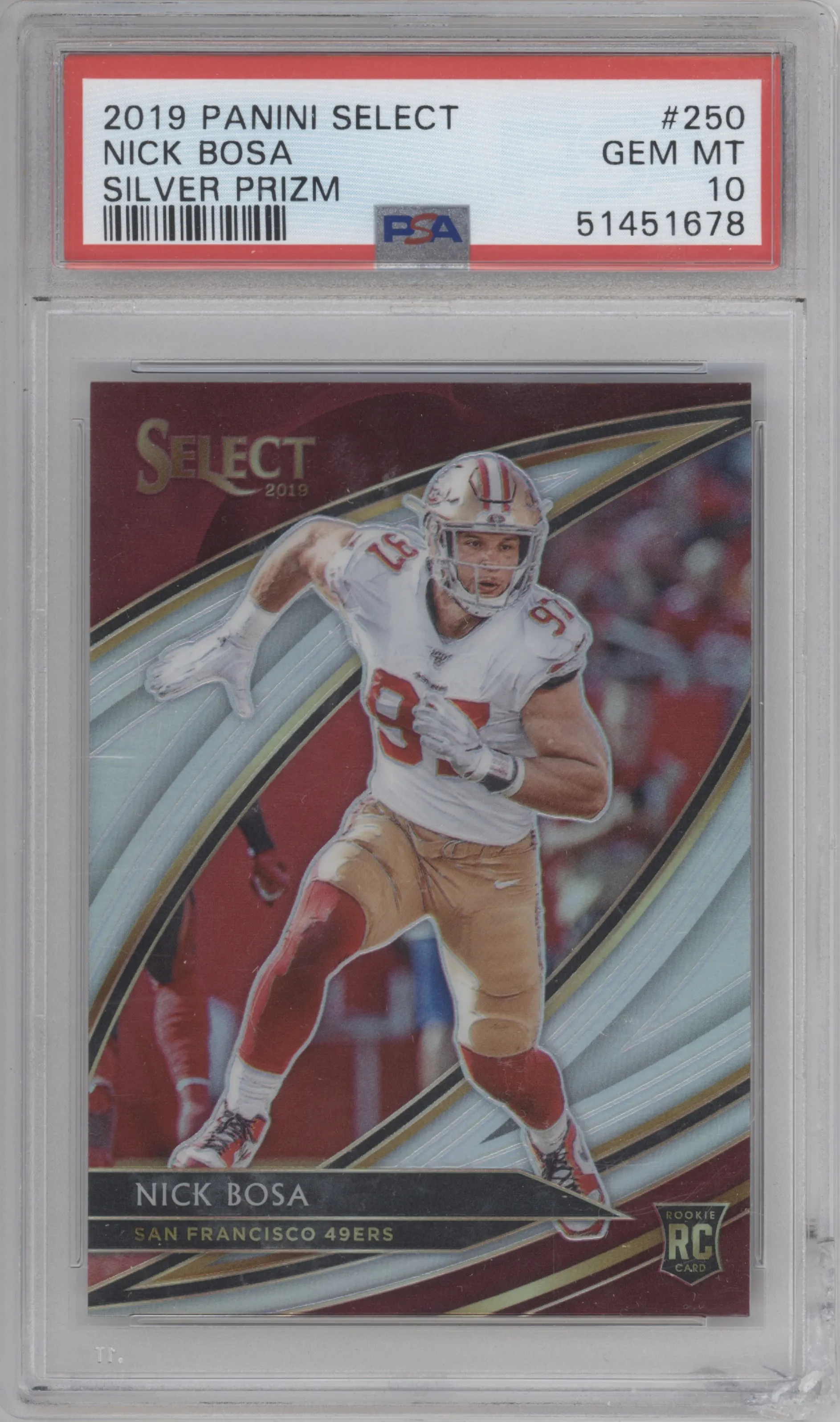 2019 Panini Select Field Lvl. Nick Bosa Silver Prizm PSA 10