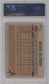 Eddie Murray from the 1983 Topps set graded by PSA and given an overall grade of 10.