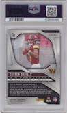 Jayden Daniels from the 2024 Panini Prizm set featuring a Pink Prizm parallel graded by PSA and given an overall grade of 9.