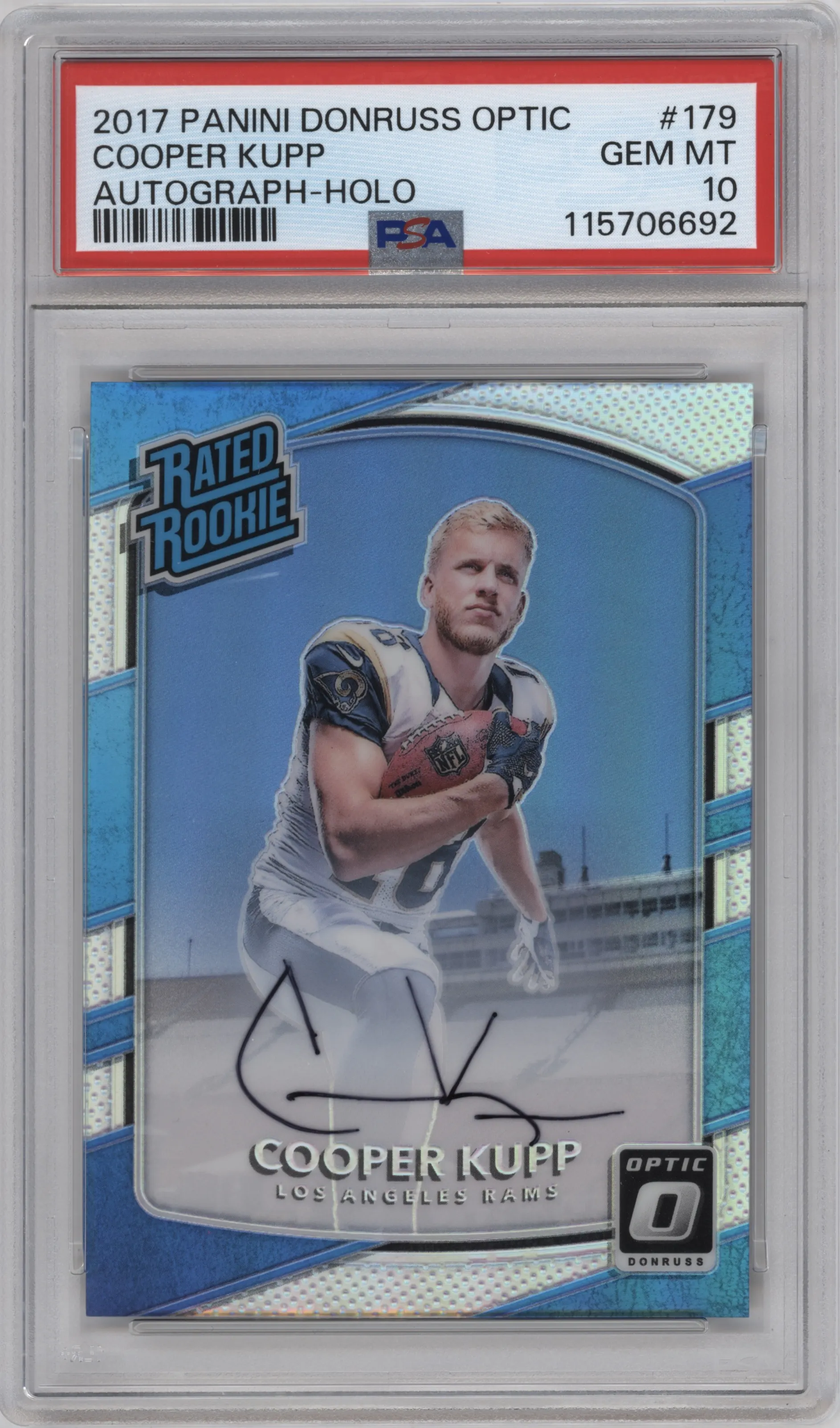 2017 Panini Donruss Optic Rtd.Rke.Auto Cooper Kupp Holo #179 PSA 10