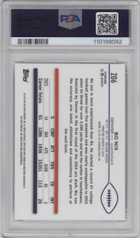 Bo Nix from the 2024 Topps Chrome set featuring a XFractor parallel graded by PSA and given an overall grade of 10.