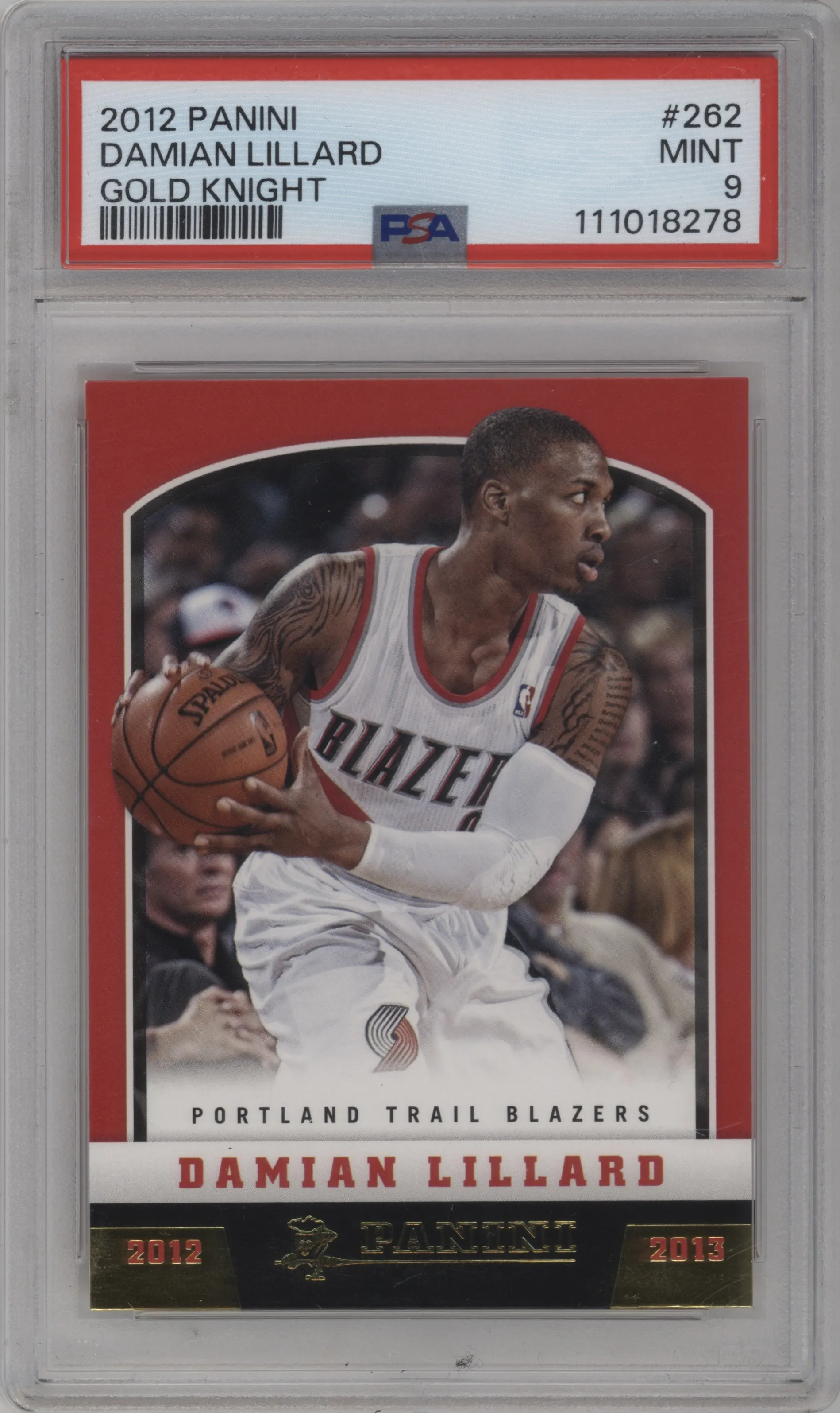 2012 Panini Damian Lillard Gold Knight #262 PSA 9