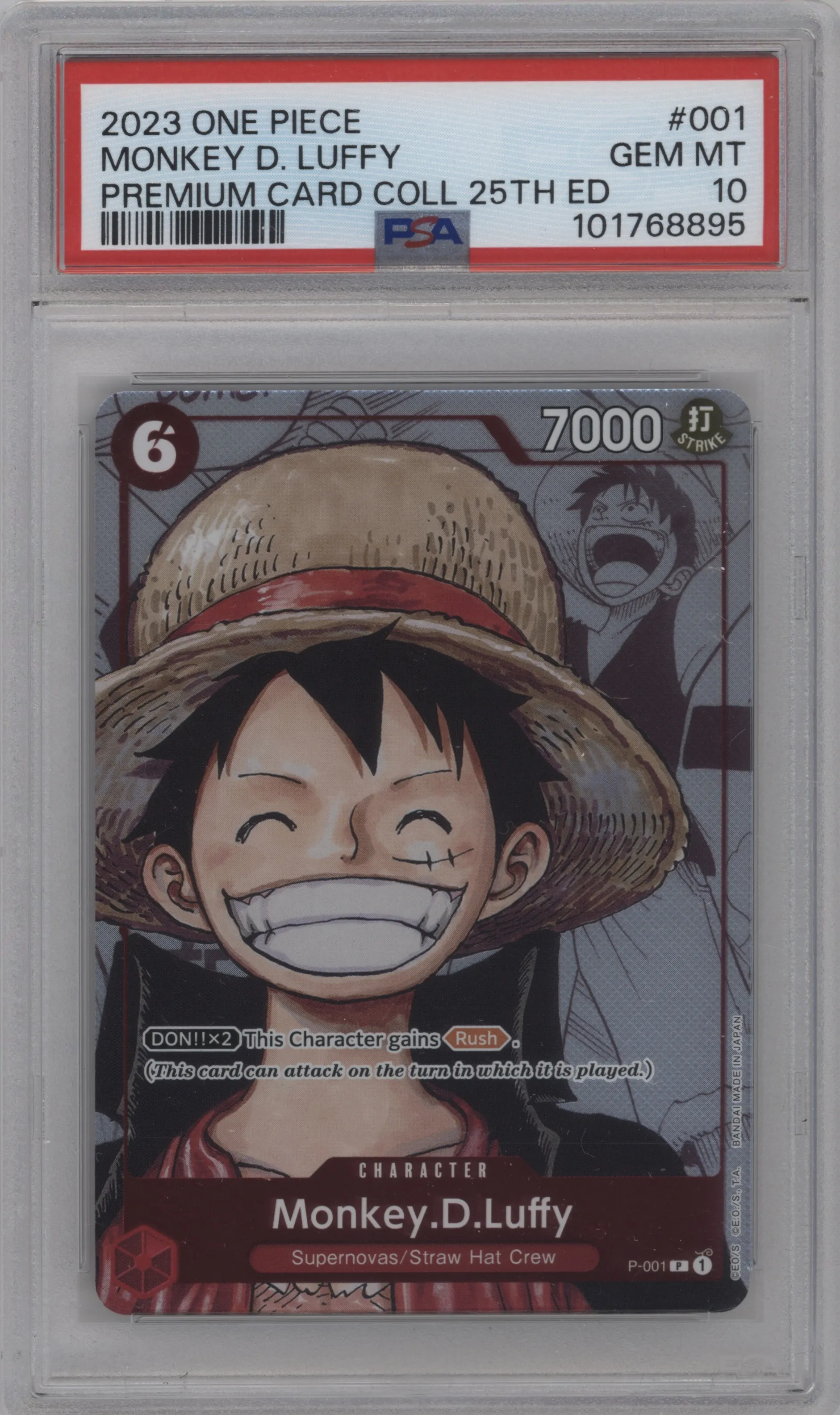 2023 One Piece Premium Collection 25th Ed. Monkey.D.Luffy P #P-001 P PSA 10