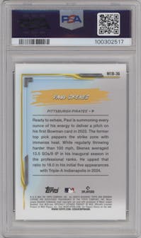 Paul Skenes from the 2024 Bowman Chrome Mega Box set graded by PSA and given an overall grade of 10.