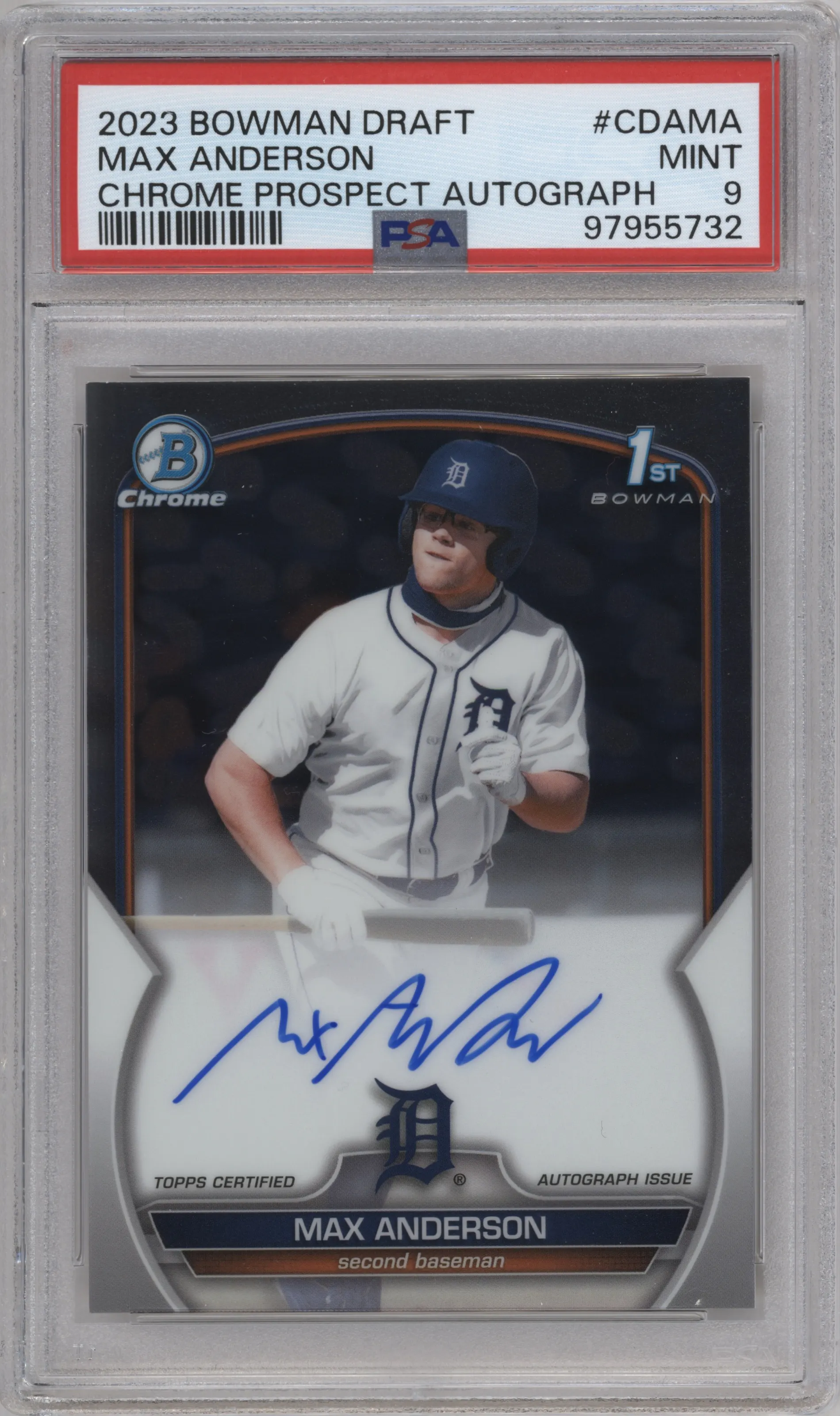 2023 Bowman Draft Chr.Pros.Auto Max Anderson #CDA-MA PSA 9