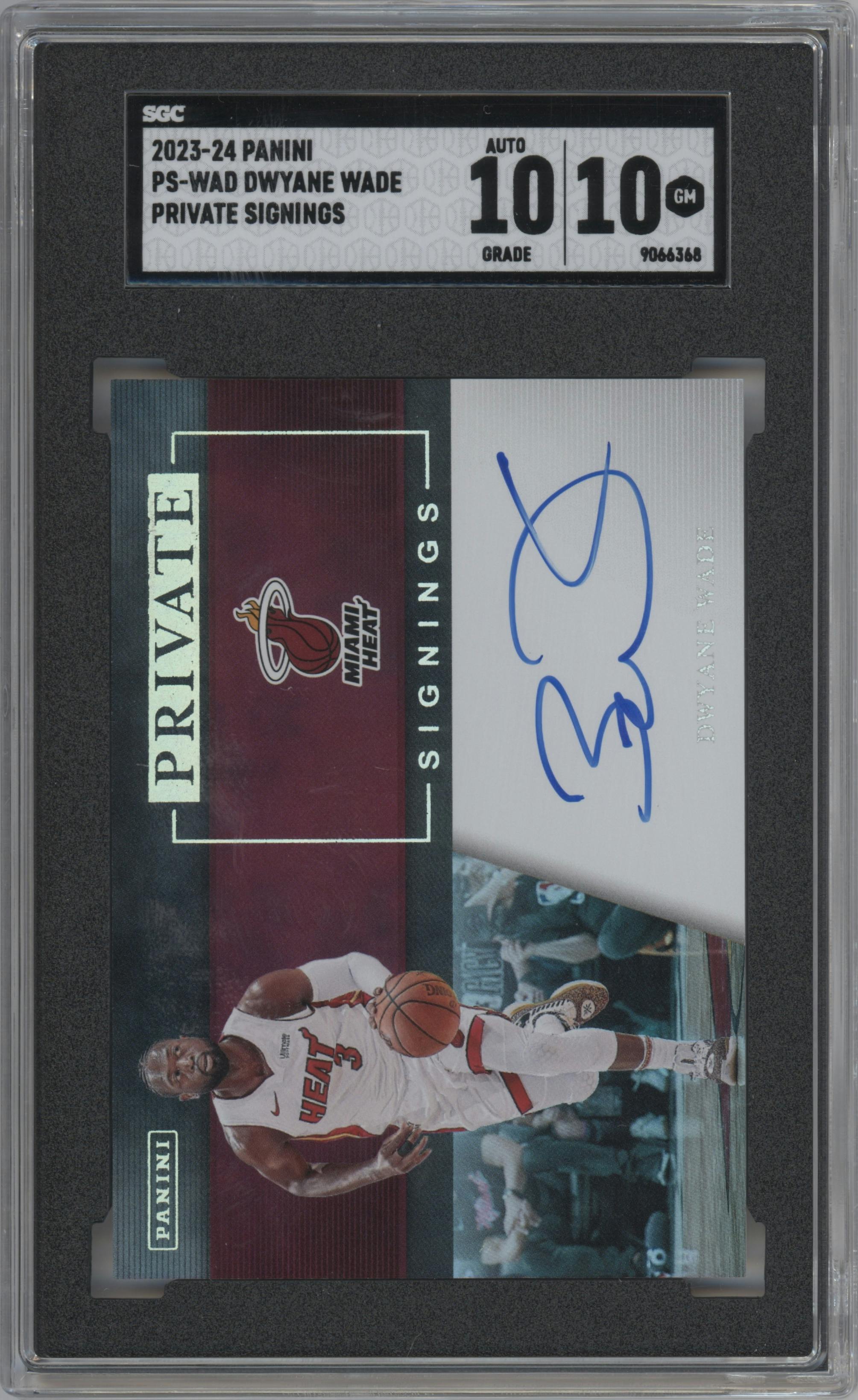 Dwyane Wade from the 2023-24 Panini Obsidian set graded by SGC and given an overall grade of 10.