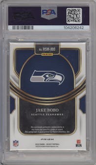 Jake Bobo from the 2023 Panini Select set featuring a Gold Wave Prizm parallel graded by PSA and given an overall grade of 9.