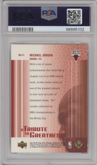 Michael Jordan from the 2003-04 Upper Deck MVP set graded by PSA and given an overall grade of 7.
