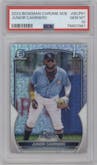 Junior Caminero from the 2023 Bowman Mega Box set graded by PSA and given an overall grade of 10.