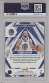 Stephen Curry from the 2023-24 Panini Phoenix set featuring a Red Ice parallel graded by PSA and given an overall grade of 9.
