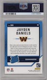 Jayden Daniels from the 2024 Donruss set graded by PSA and given an overall grade of 10.