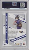 Lamar Jackson  from the 2018 Panini Donruss Elite set featuring a Rookie Purple parallel graded by PSA and given an overall grade of 9.