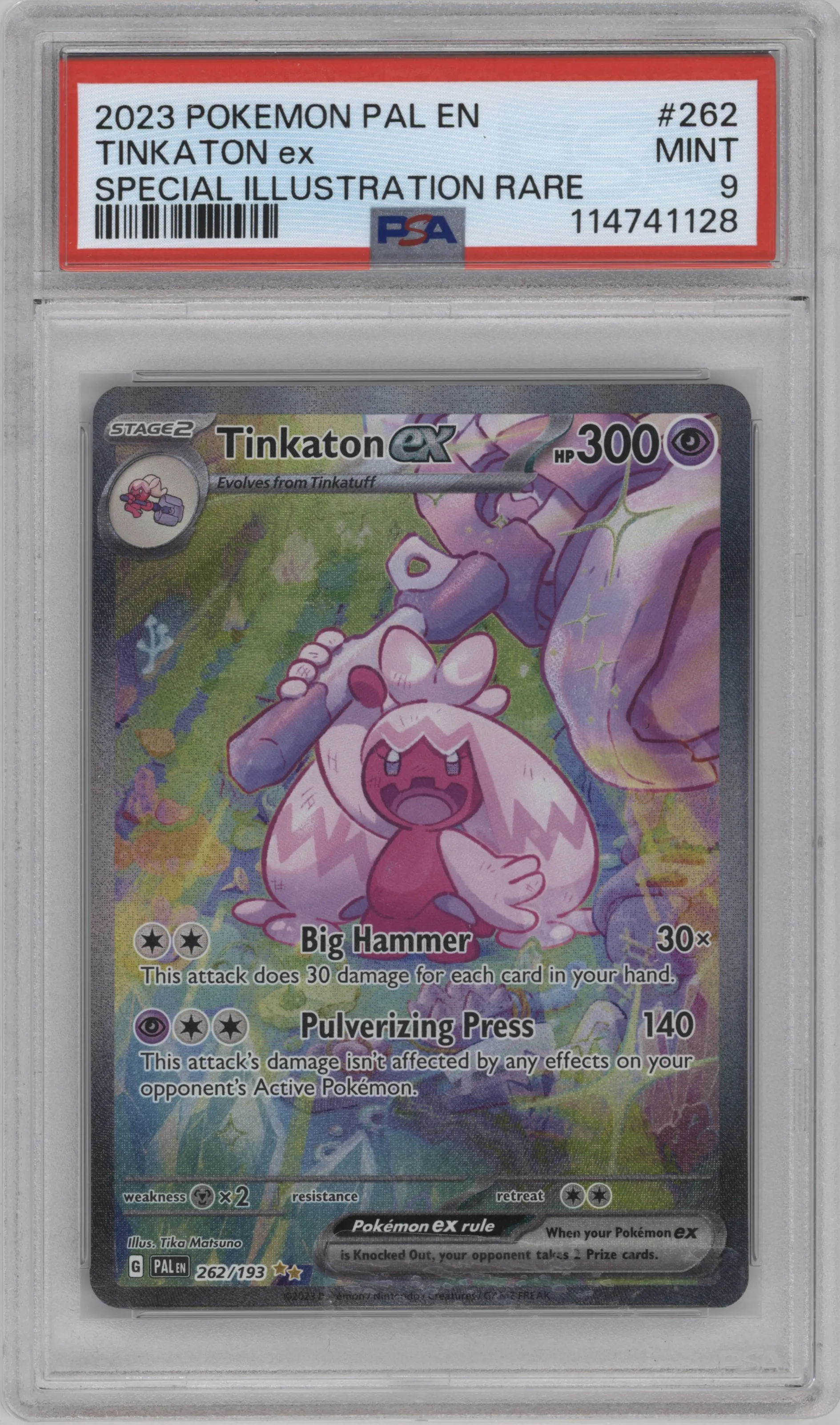 2023 Pokemon SV Paldea Evolved Tinkaton ex #262 PSA 9