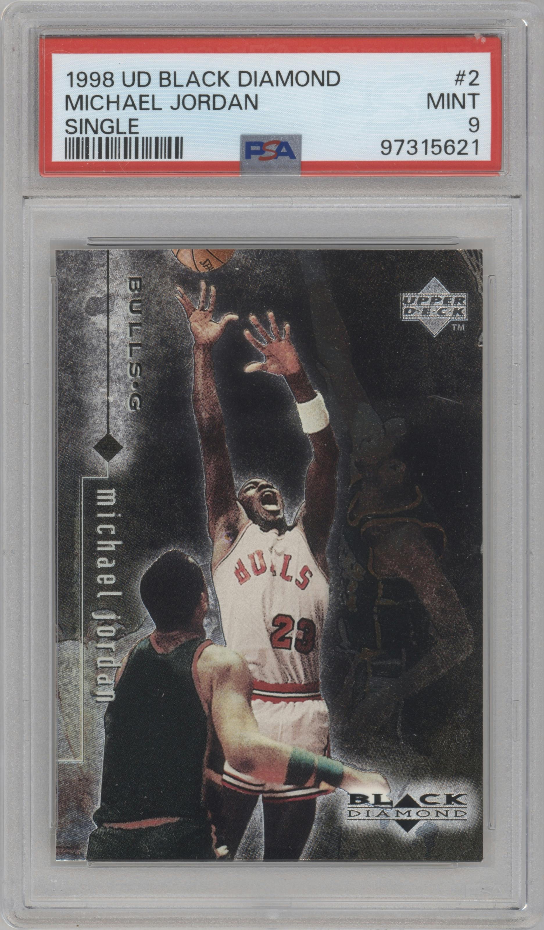 Michael Jordan from the 1998-99 Upper Deck Black Diamond set graded by PSA and given an overall grade of 9.
