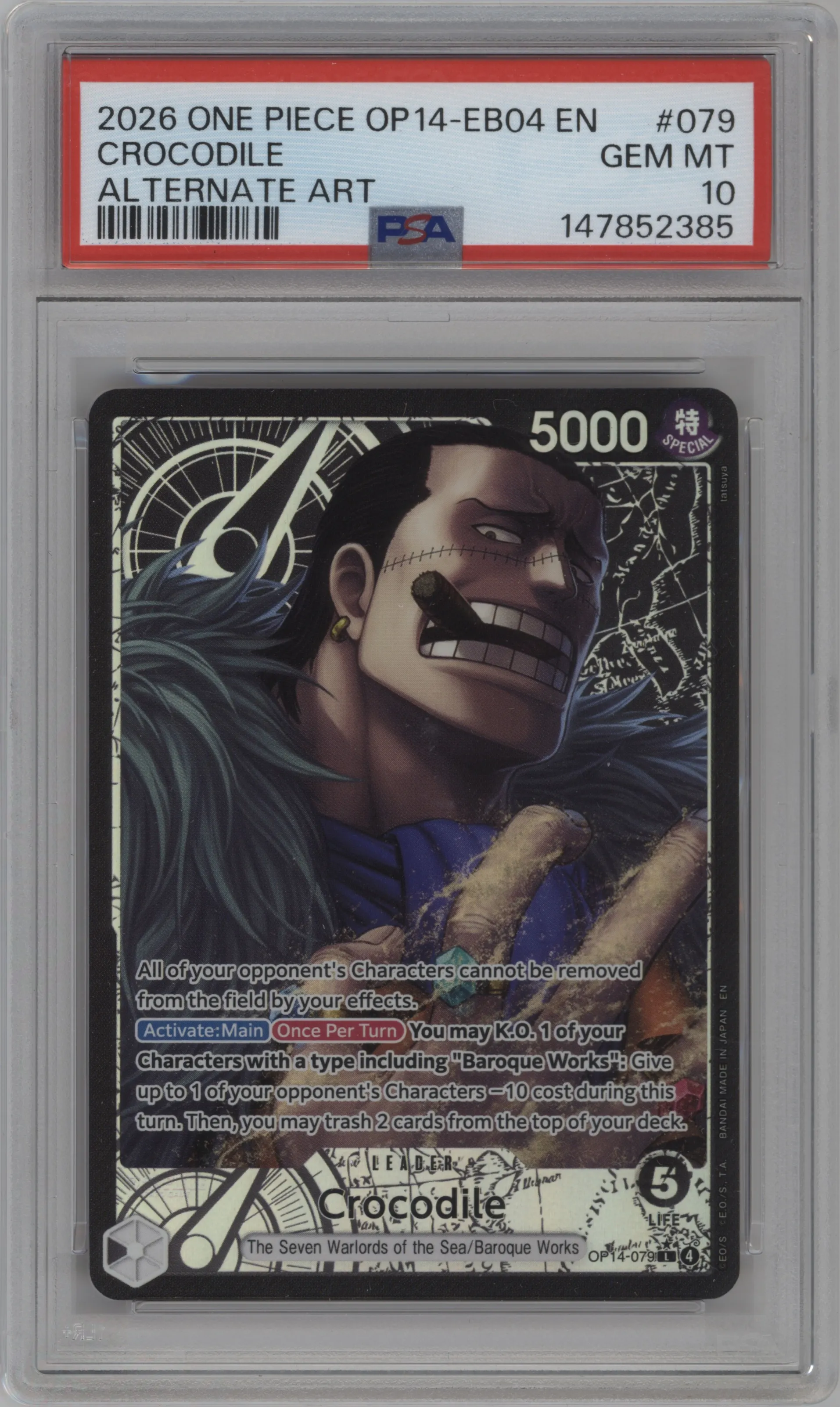 2026 One Piece The Azure Sea's Seven Crocodile Alternate Art PSA 10