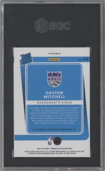 Davion Mitchell  from the 2021-22 Panini Donruss Optic set featuring a Purple parallel graded by SGC and given an overall grade of 8.