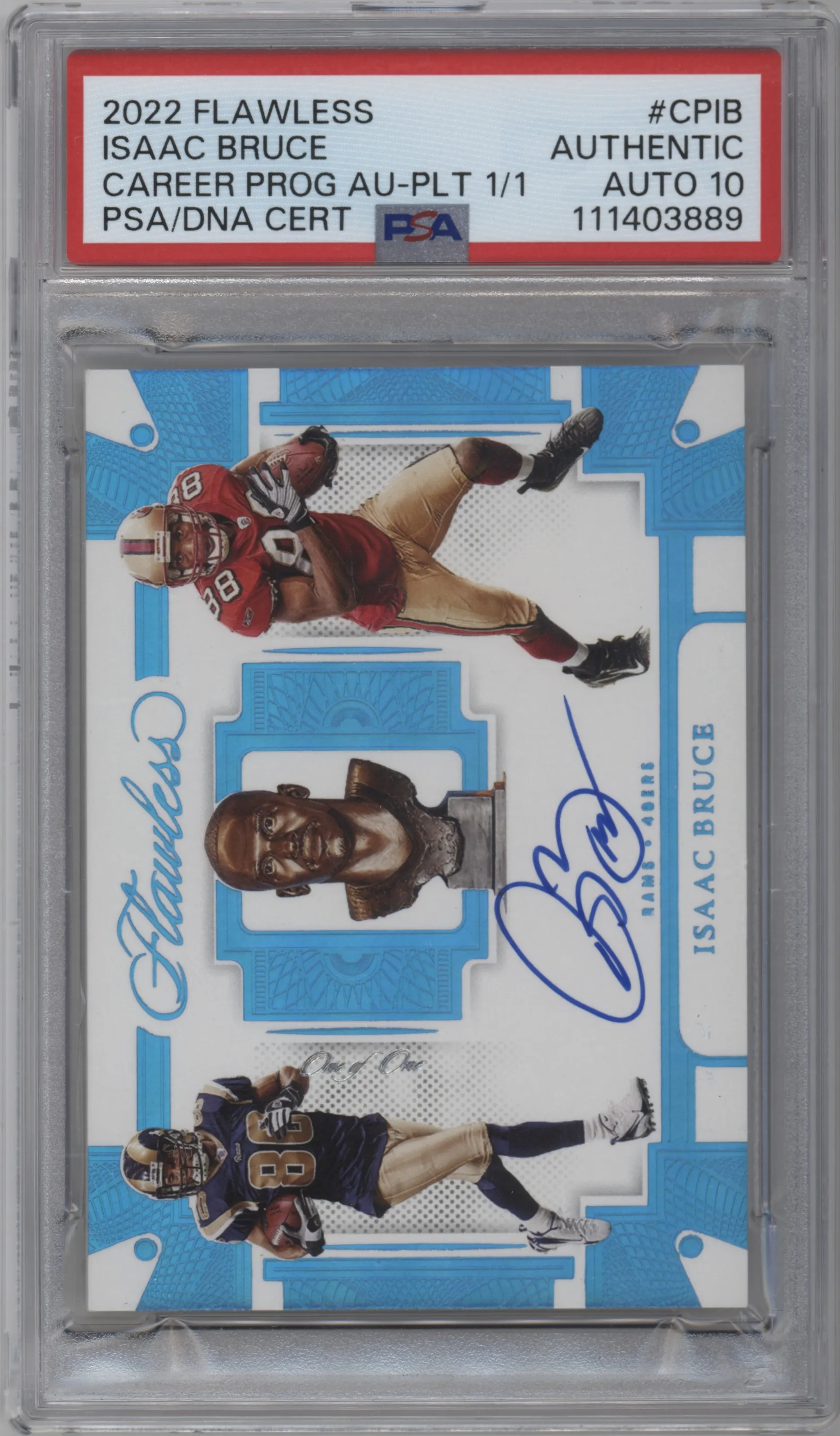 2022 Panini Flawless Career Progressions Isaac Bruce Platinum PSA AUTHENTIC #CP-IB PSA