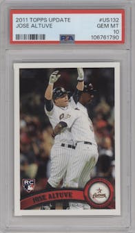 Jose Altuve from the 2011 Topps Update set graded by PSA and given an overall grade of 10.