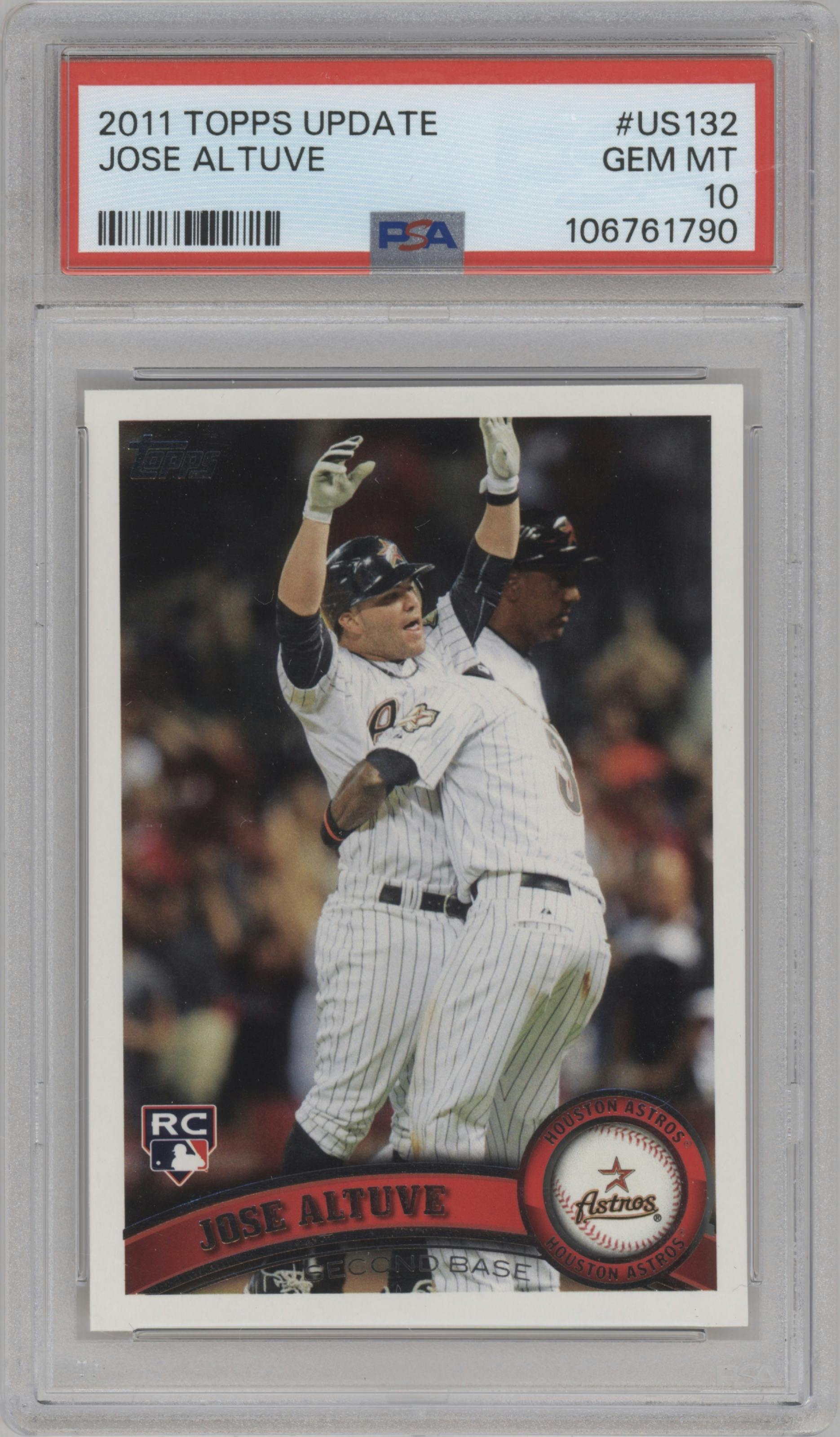 Jose Altuve from the 2011 Topps Update set graded by PSA and given an overall grade of 10.