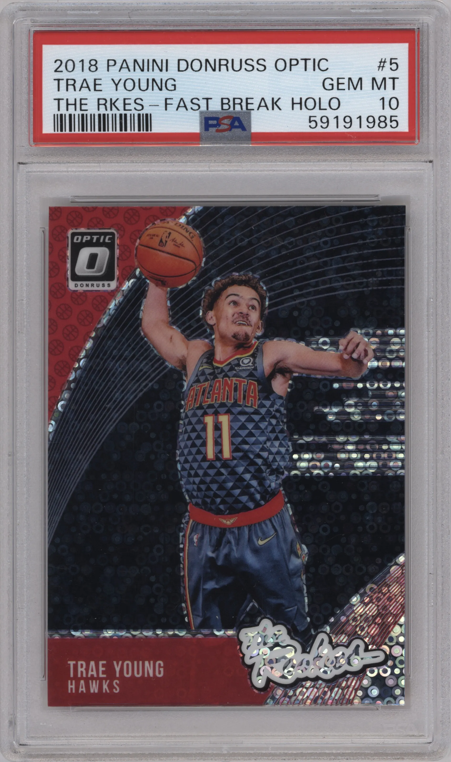 2018 Panini Donruss Optic The Rookies Trae Young Fast Break Holo PSA 10