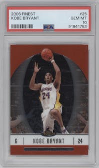 Kobe Bryant from the 2006-07 Topps Finest set graded by PSA and given an overall grade of 10.