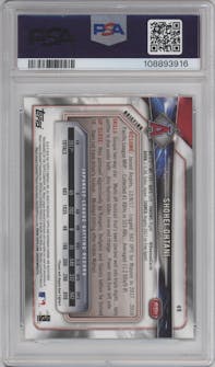 Shohei Ohtani from the 2018 Bowman set graded by PSA and given an overall grade of 10.