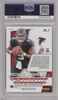 Michael Penix Jr. from the 2024 Panini Prizm set graded by PSA and given an overall grade of 9.
