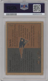 Dave Stachelski/Tom Brady from the 2000 Fleer Tradition set featuring a Glossy parallel graded by PSA and given an overall grade of 10.