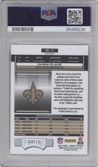 Chris Olave from the 2022 Panini Honors set featuring a Blue parallel graded by PSA and given an overall grade of 9.
