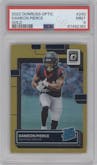Dameon Pierce from the 2022 Panini Donruss Optic set featuring a Gold parallel graded by PSA and given an overall grade of 9.