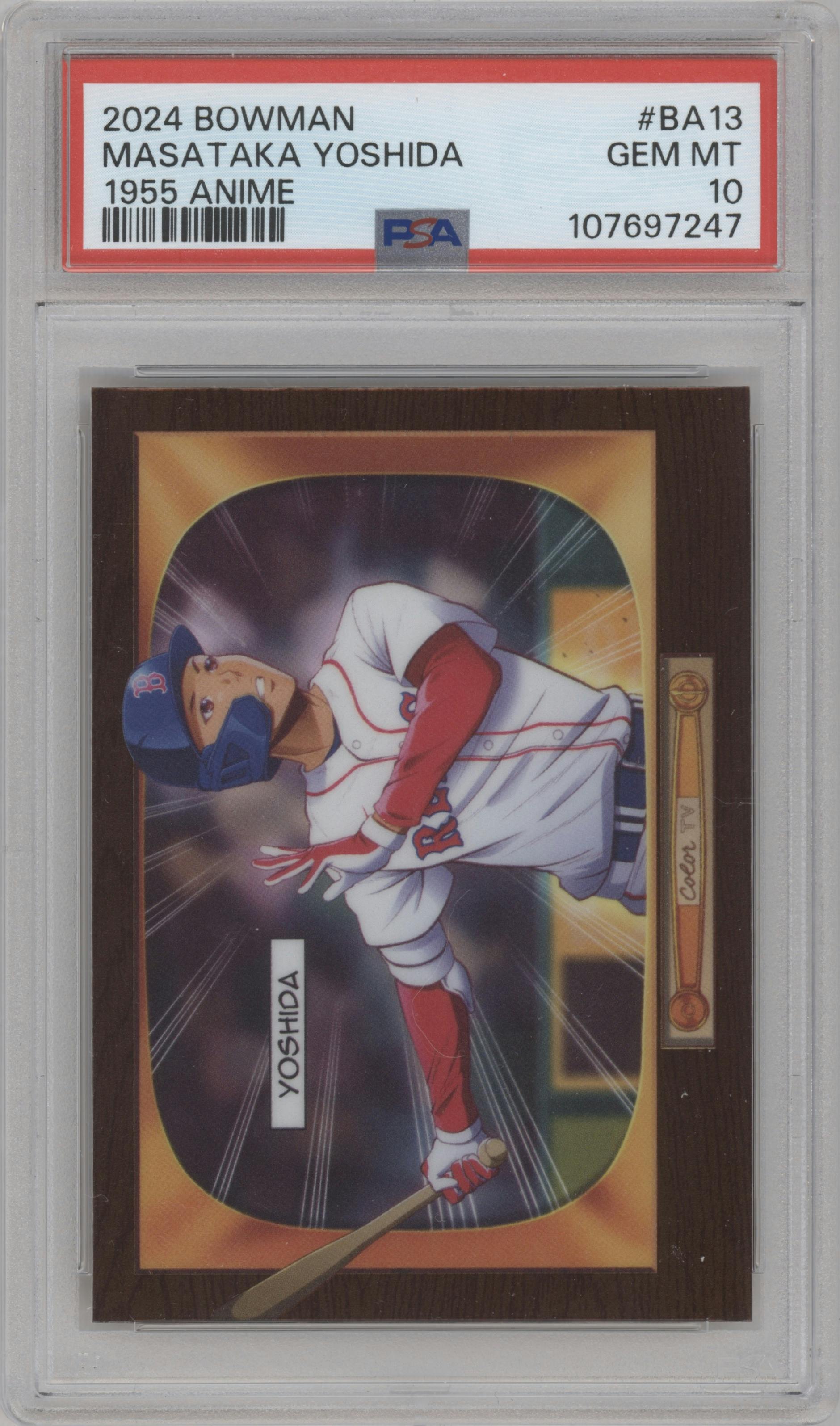 Masataka Yoshida from the 2024 Bowman set graded by PSA and given an overall grade of 10.