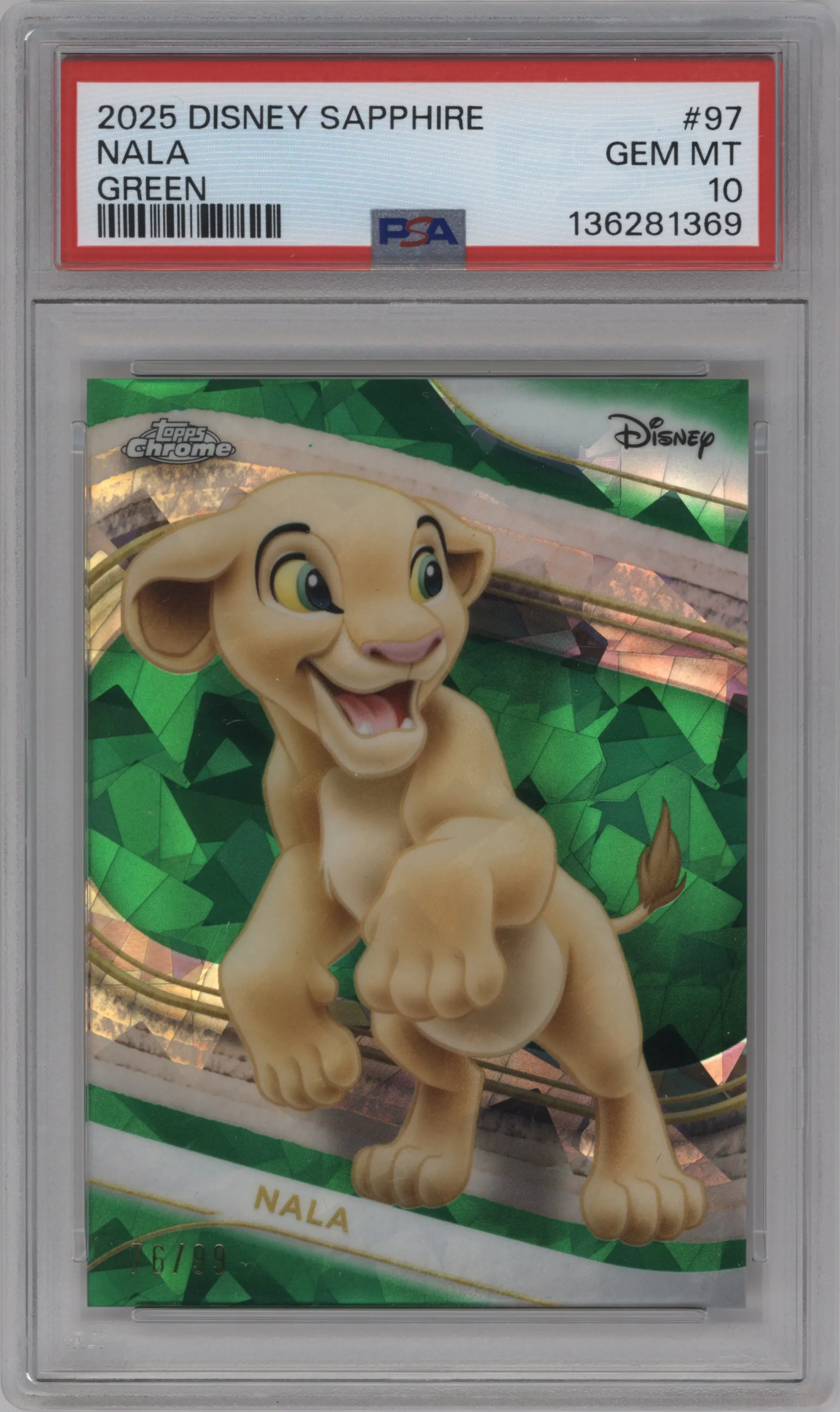 2025 Topps Chrome Sapphire Edition Disney Nala Green #97 PSA 10