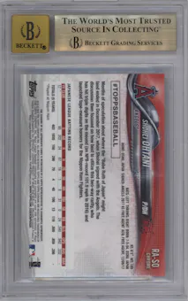 Shohei Ohtani from the 2018 Topps Chrome set graded by Beckett and given an overall grade of 9.5.