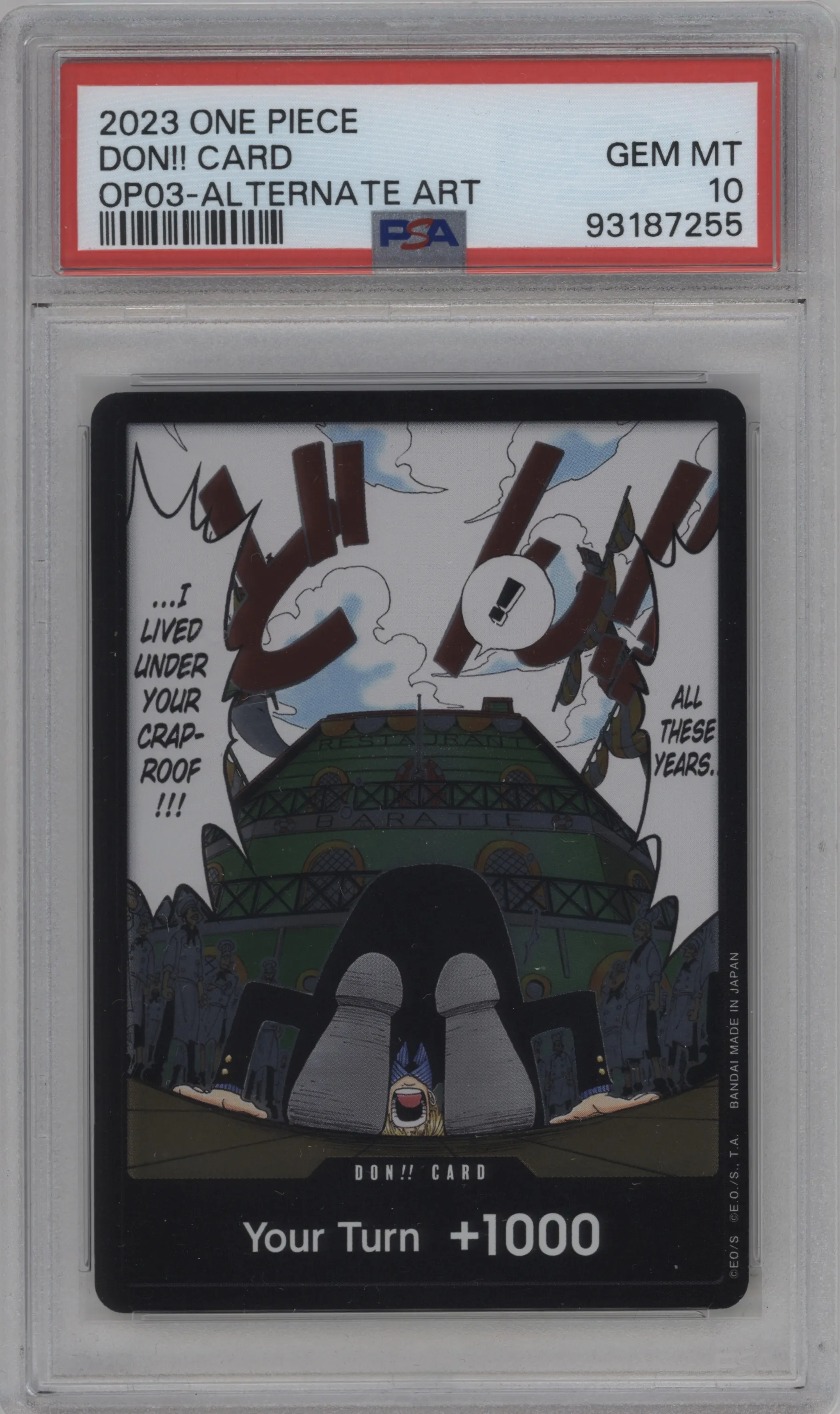 2023 One Piece Pillars of Strength DON!! Card Alternate Art PSA 10