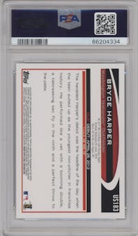 Bryce Harper from the 2012 Topps Update Series set featuring a Blue Border parallel graded by PSA and given an overall grade of 10.