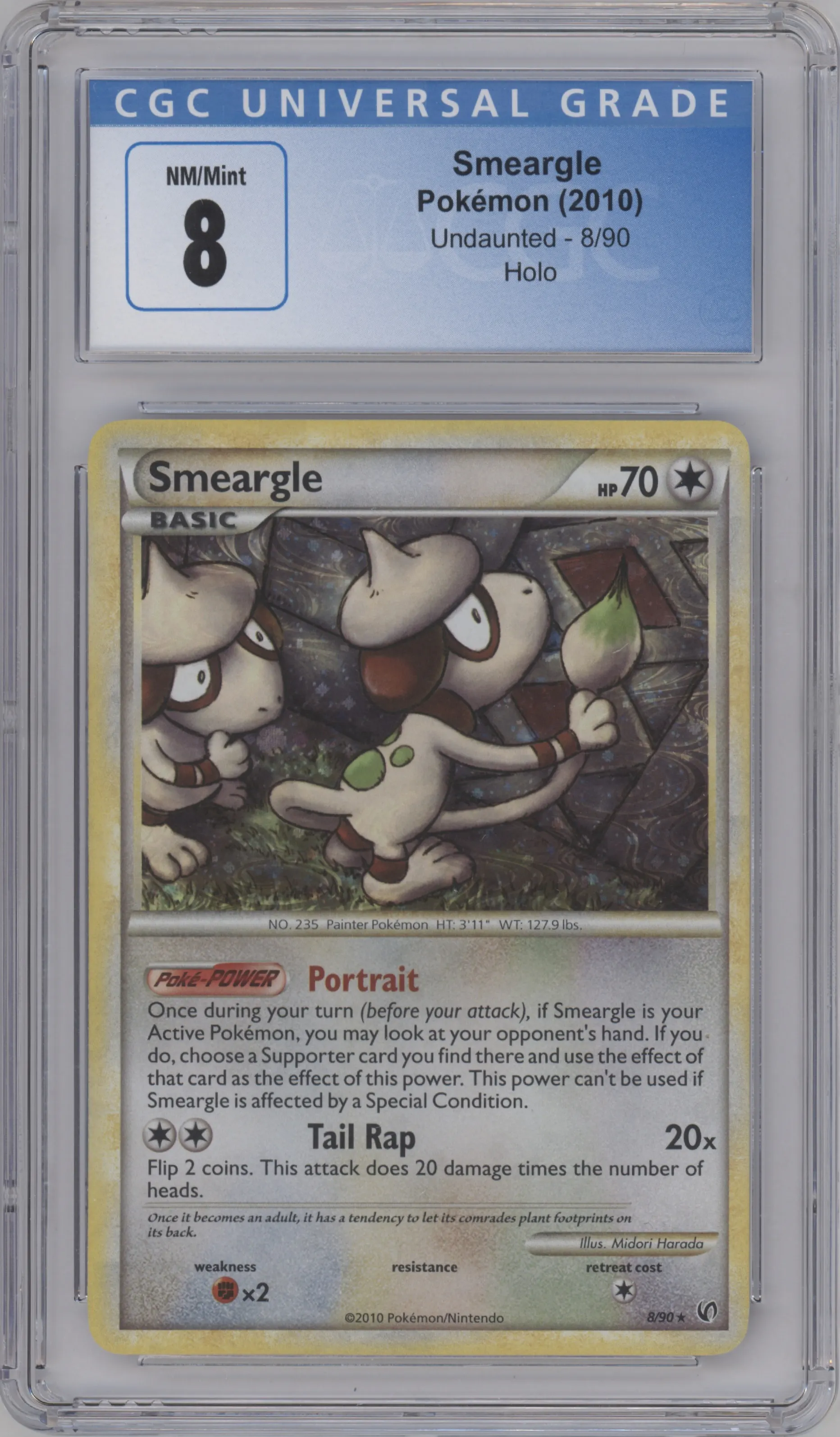 2010 Pokemon HG & SS Undaunted Smeargle #8 CGC 8
