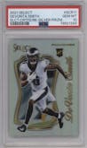 DeVonta Smith from the 2021 Panini Select set featuring a Silver Prizm parallel graded by PSA and given an overall grade of 10.