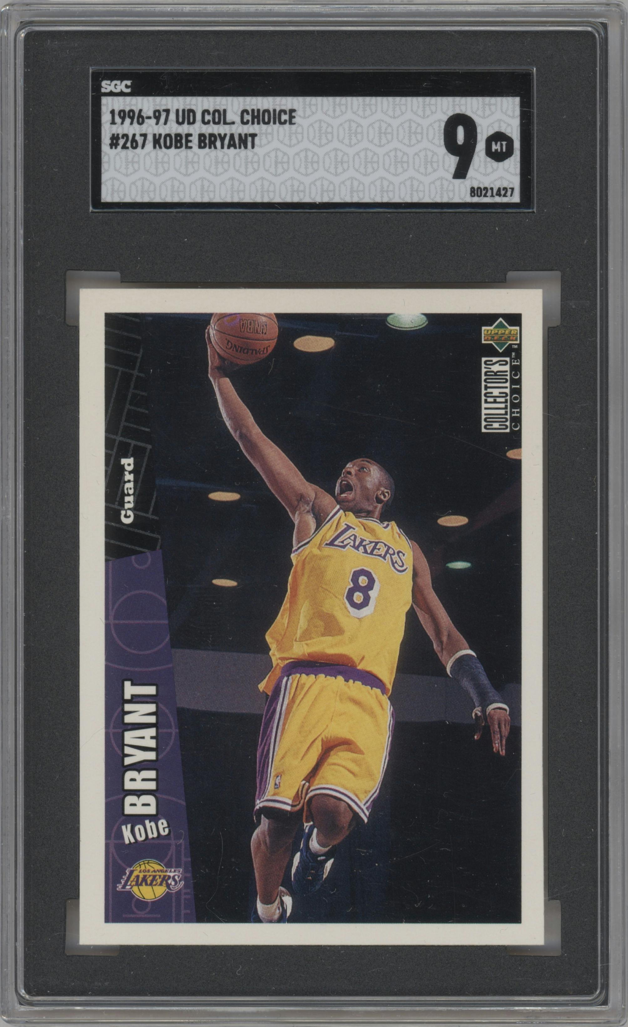 Kobe Bryant from the 1996-97 Upper Deck Collector's Choice set graded by SGC and given an overall grade of 9.