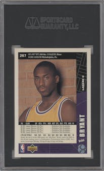 Kobe Bryant from the 1996-97 Upper Deck Collector's Choice set graded by SGC and given an overall grade of 9.