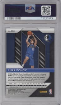 Luka Doncic from the 2018-19 Panini Prizm set graded by PSA and given an overall grade of 10.