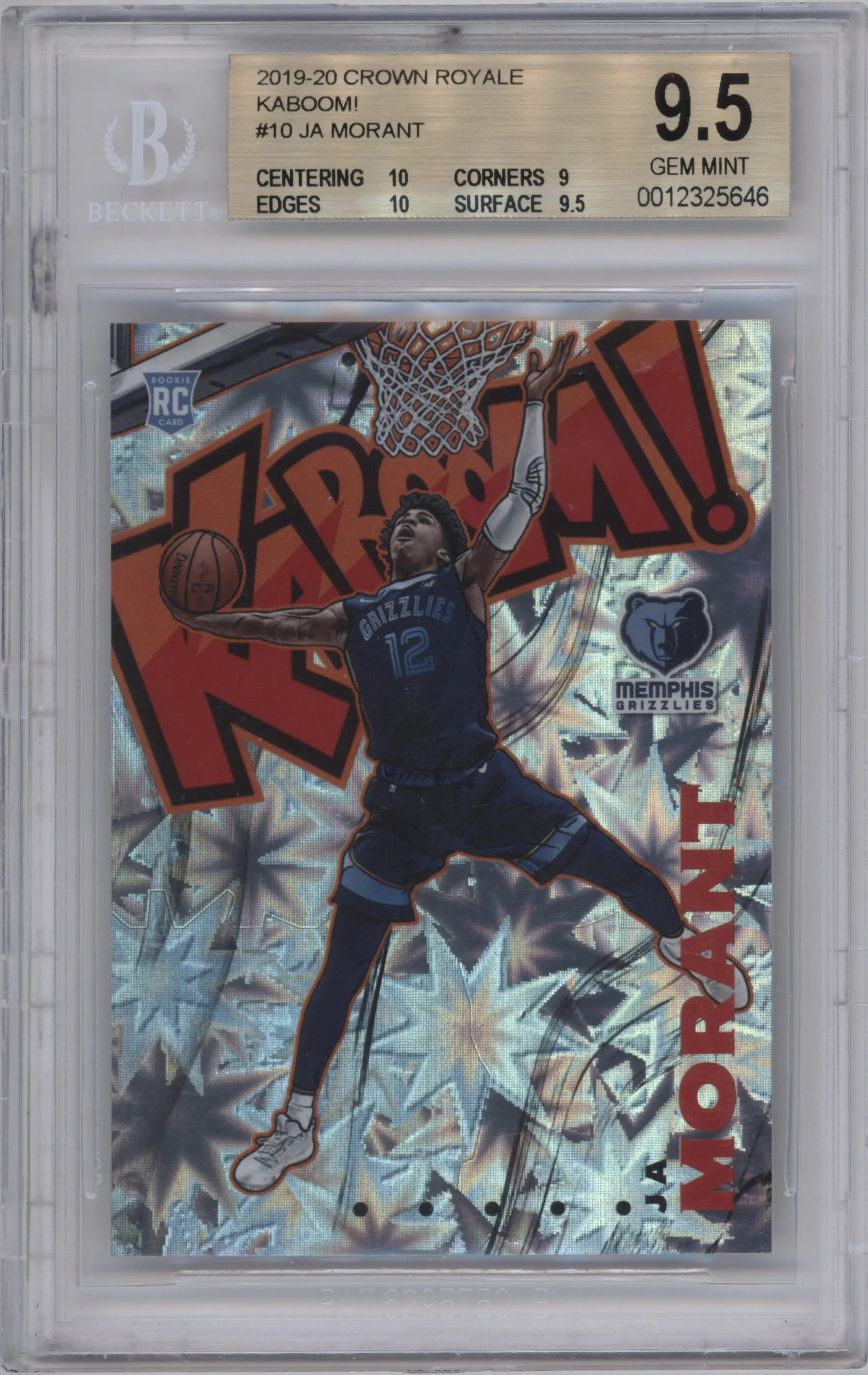 2019 Panini Crown Royale Kaboom! Ja Morant BGS 9.5
