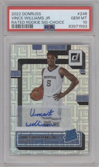 Vince Williams Jr. from the 2022-23 Panini Donruss set featuring a Choice parallel graded by PSA and given an overall grade of 10.