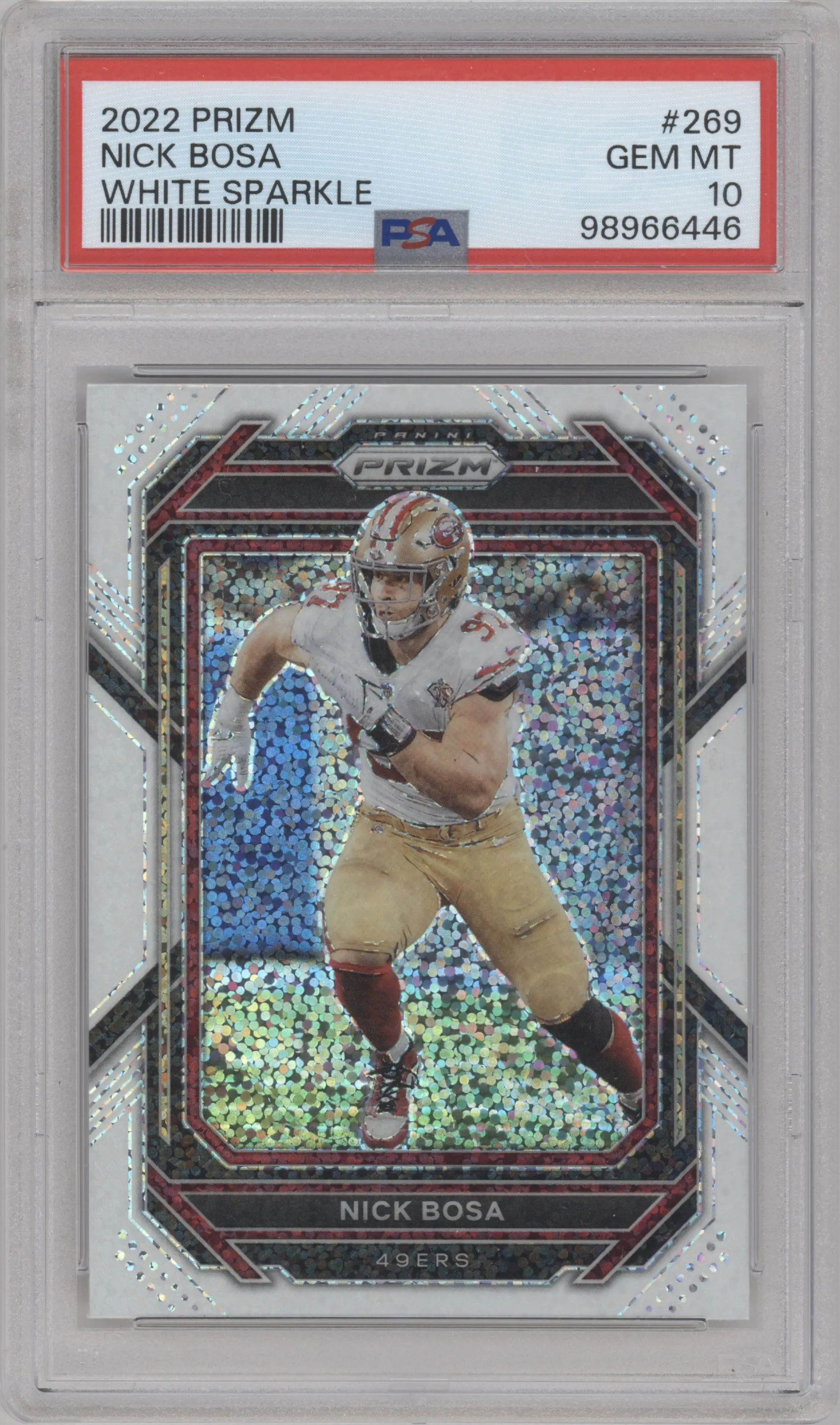 2022 Panini Prizm Nick Bosa White Sparkle PSA 10