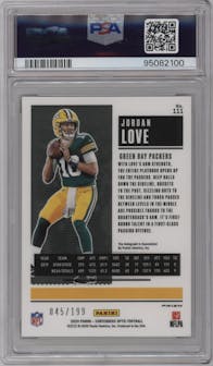 Jordan Love from the 2020 Panini Contenders Optic set featuring a Red parallel graded by PSA and given an overall grade of 10.
