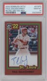 Paul Goldschmidt from the 2022 Donruss Optic set featuring a Red Prizm parallel graded by PSA and given an overall grade of 10.