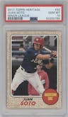 Juan Soto from the 2017 Topps Heritage Minor League set graded by PSA and given an overall grade of 10.