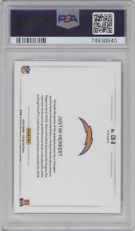 Justin Herbert from the 2022 Panini Prizm set graded by PSA and given an overall grade of 10.